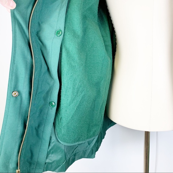 GALLERY -Green Utility Coat Cinched Waist Zip Up M - Picture 4 of 8